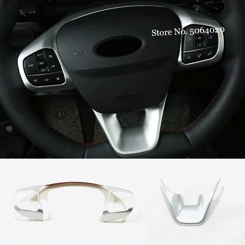 For Ford Puma 2019-2021 Accessories ABS Carbon fiber/Matte ST Car steering wheel trim control button frame Cover Styling