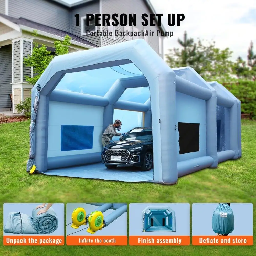 33x20x13ft Inflatable Paint Booth with 950W/1100W Blowers - for car & Motorcycle Spray Tent with Air Filter System