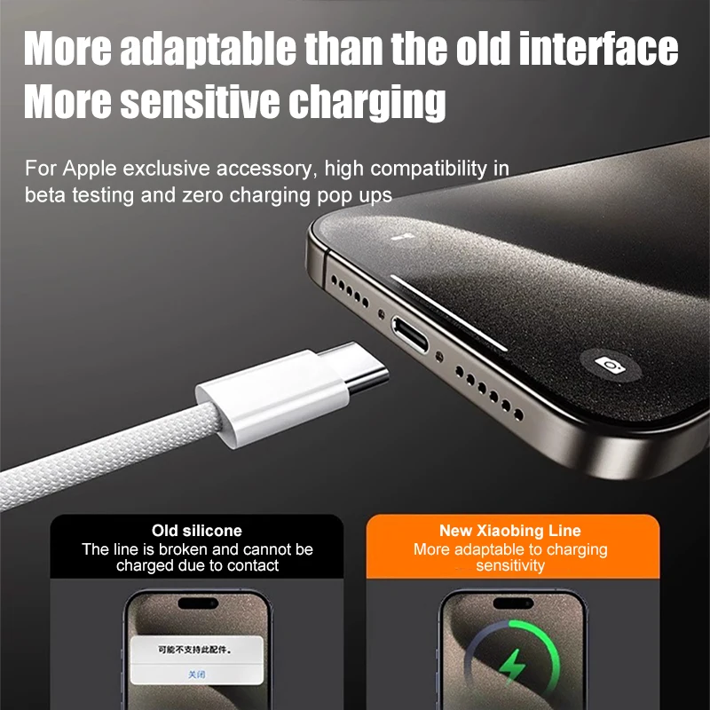 Cable USB C 60W para iPhone 16 15 17 Pro Max 17 Air Plus Carga Rápida Tipo-C Trenzado USB a Tipo C 3