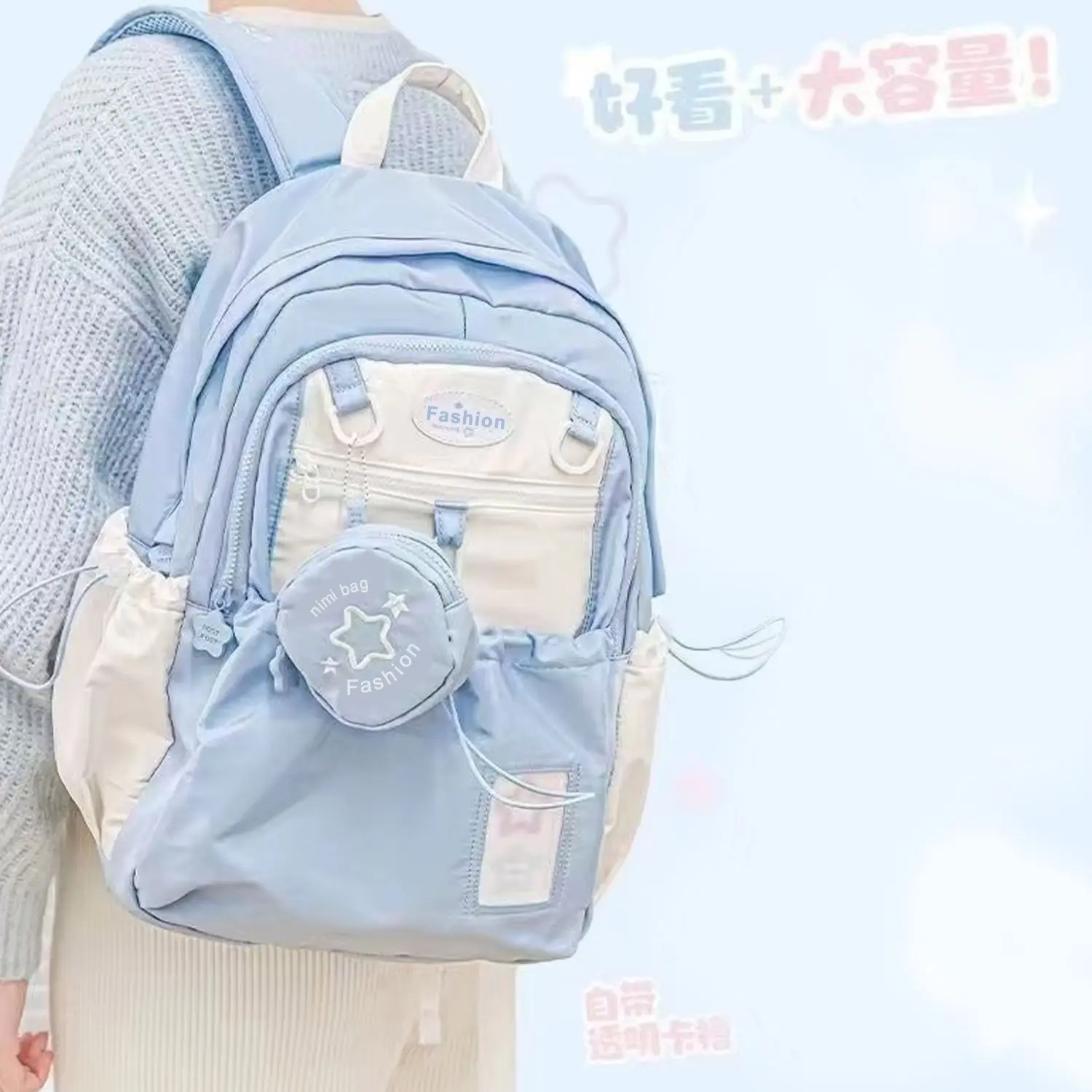 

New Ins style soft junior high school female college student lightweight and versatile large capacity backpack for men