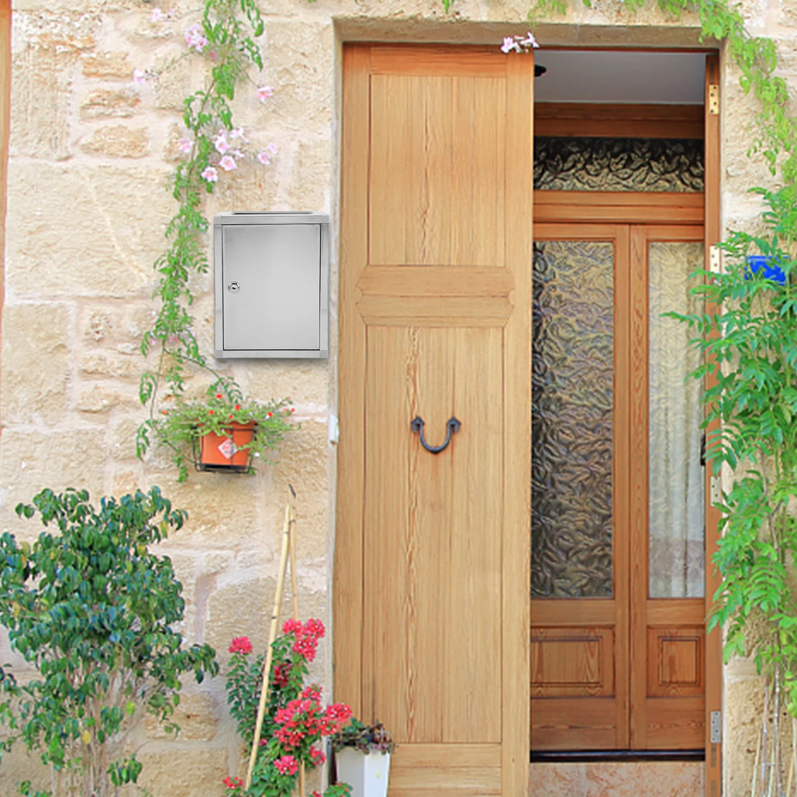 Skrzynka na sugerencje ze stali nierdzewnej, zamykana, skrzynka na przesłania, skrzynka na darowizny, skrzynka pocztowa publiczna, skrzynka do głosowania, skrzynka do zbierania sugerencji.