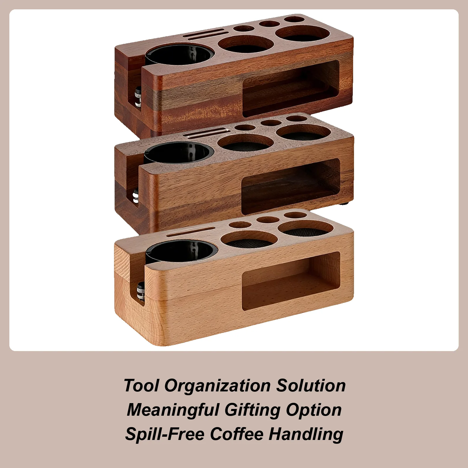 Espresso Tamper Station Wooden Espresso Storage Station Compatible With 51-58mm Powder Hammer/distributor/coffee Handle