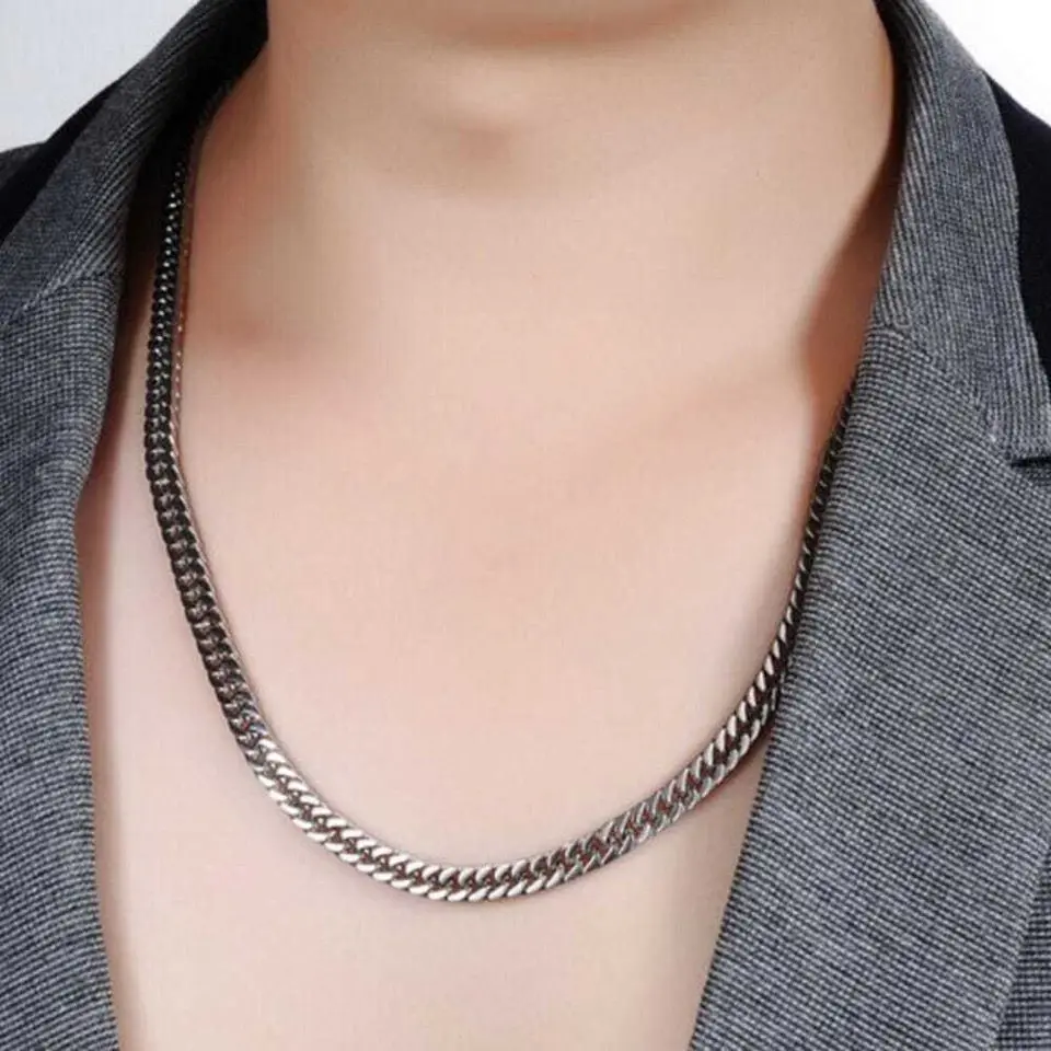 EDC Men\'s Titanium Steel Chain Necklace Fashion Punk Jewelry Byzantine Boy Gadgets Cuba Style Stylish Cool Women Girl Gifts