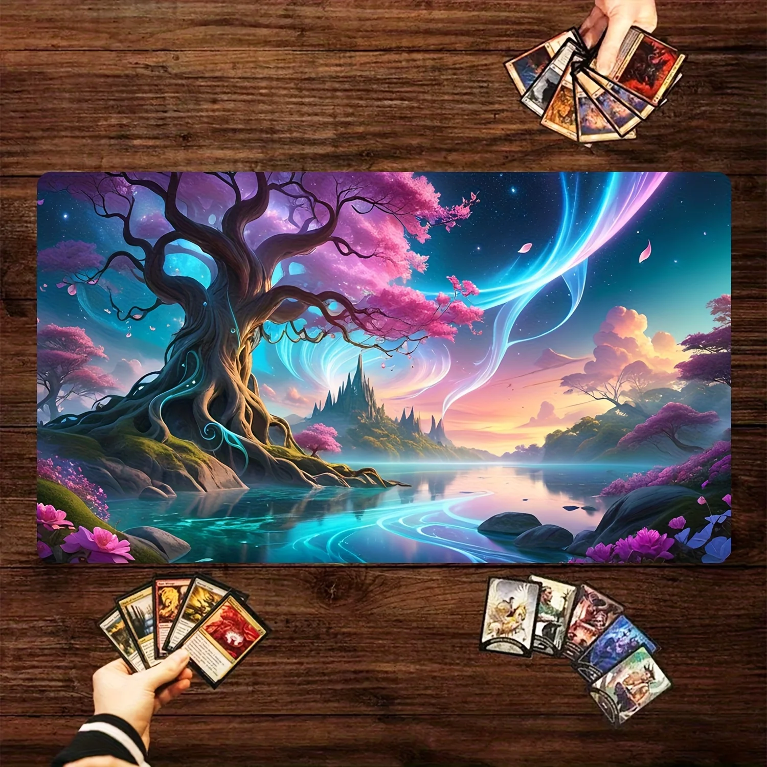 

Enchanted Tree Trading Card Games Magic Party Game Mat Durable Rubber for MTG Mouse Pad Office Desk Mats Friendly Design 35X60cm