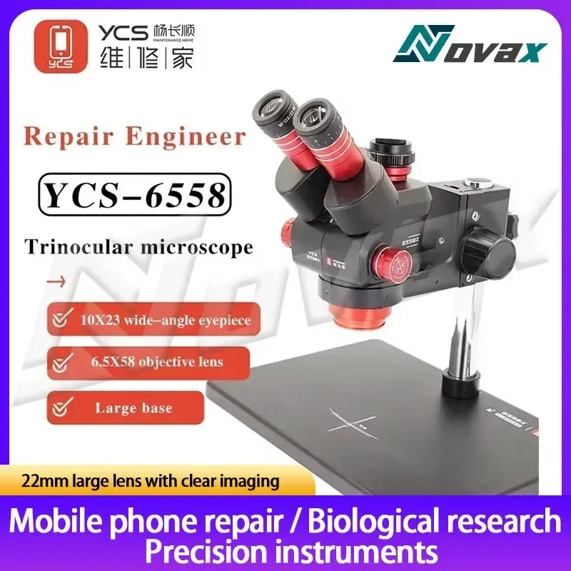 

New YCS 6558X 6.5-58 Zoom High-definition Trinocular Microscope For Mobile Phone PCB Welding Microscope Power Tools