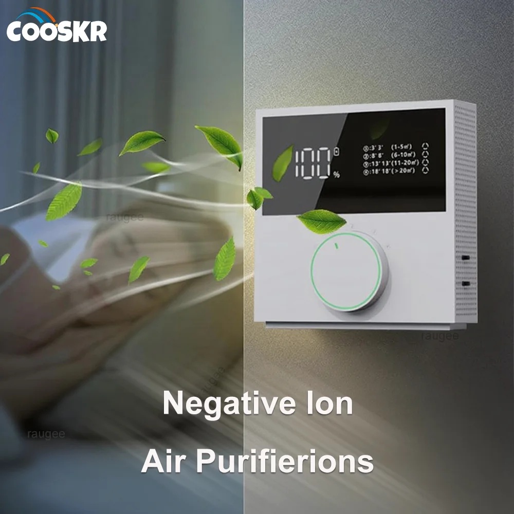 

Air Purifier for Home 2400Mah USB Rechargeable Negative Ion Air Purifier Low Noise Smart Air Ionizer with LED Digital Display