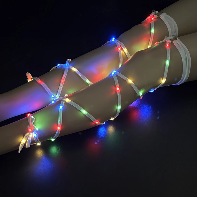 

Женские светящиеся бинты для ног, индивидуальные светящиеся мигающие ремни для ног, подходящие для нескольких сценариев, интимные аксессуары