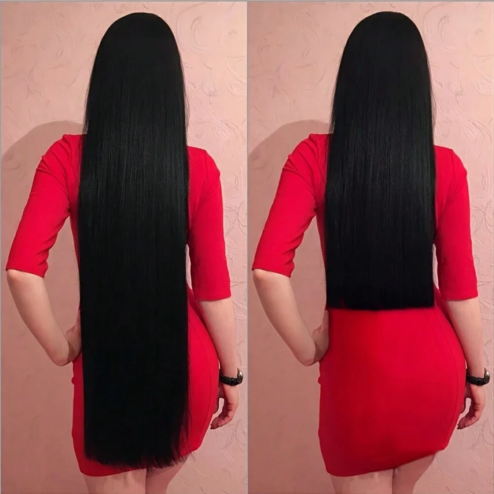 24inch/32 inch/40 inch Long Straight Synthetic Hairpieces Clip In Hair Extensions Black Natural Hair Piece for Women