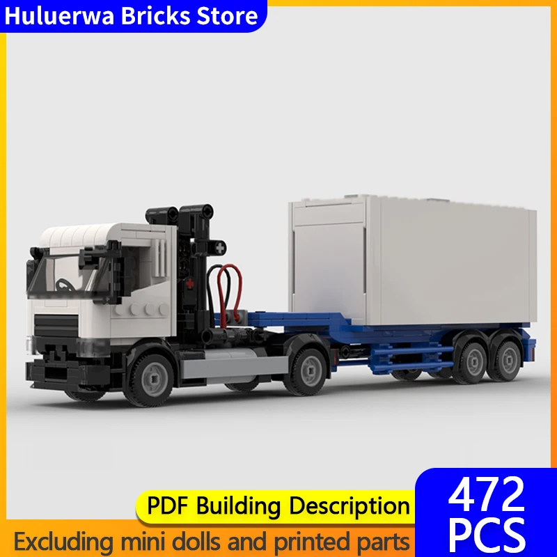 

Модель городской автомобиль MOC, строительные кирпичи, трактор и объемный контейнер, прицеп, модульная технология, детский праздничный подарок, сборный игрушечный костюм