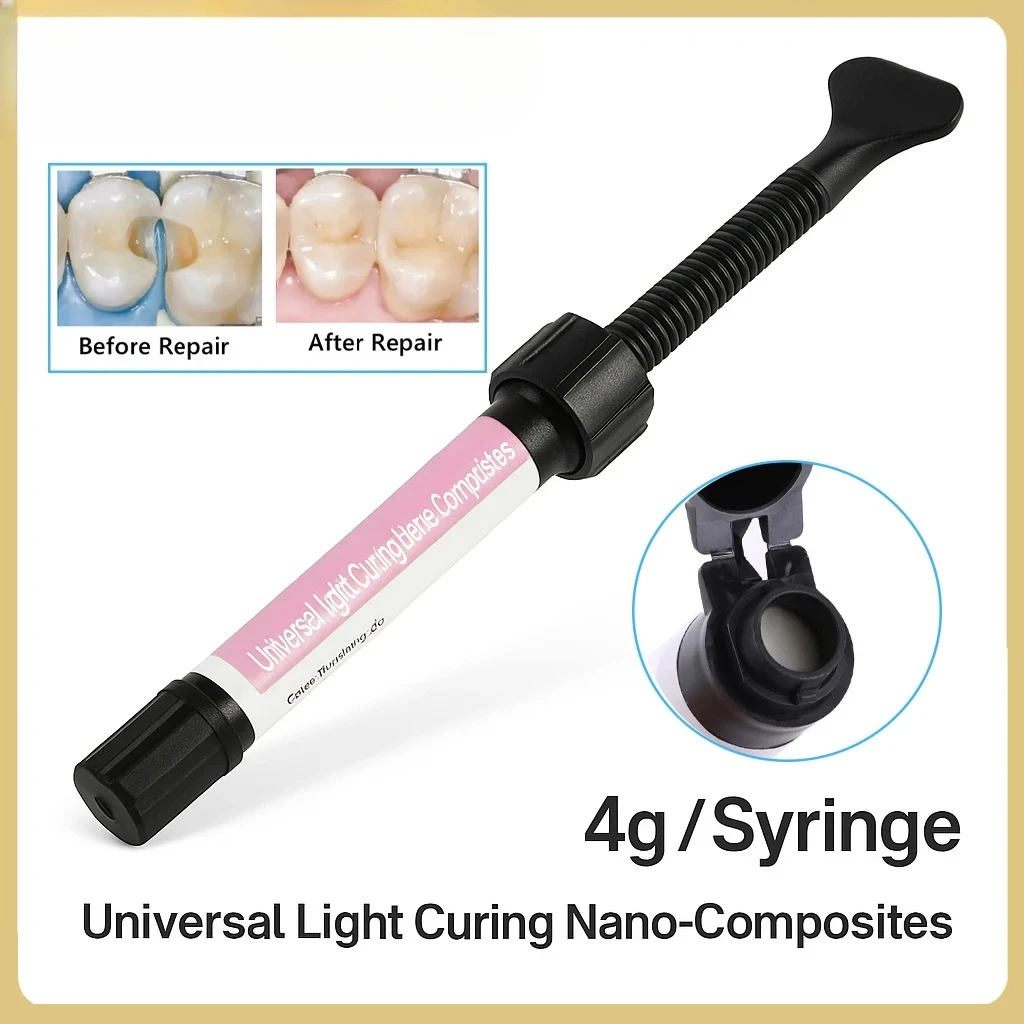 

4g/Syringe Universal Nano Hybrid Composite Resin - Light Cure Flowable Dental Material for Tooth Restoration (A2/A3 Shades)