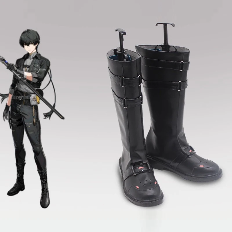 Game Wuthering Waves Rover Cosplay Schoenen Pu Zwarte Laarzen Vrouwen Mannen Anime Halloween Party Spelen Rol Kostuum Rekwisieten
