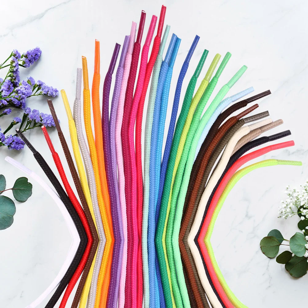 

30Pcs Round Colorful Shoelaces Durable Polyester for Sports Shoes Sneakers Boots Skates Sneaker Shoe Laces Round Shoelaces