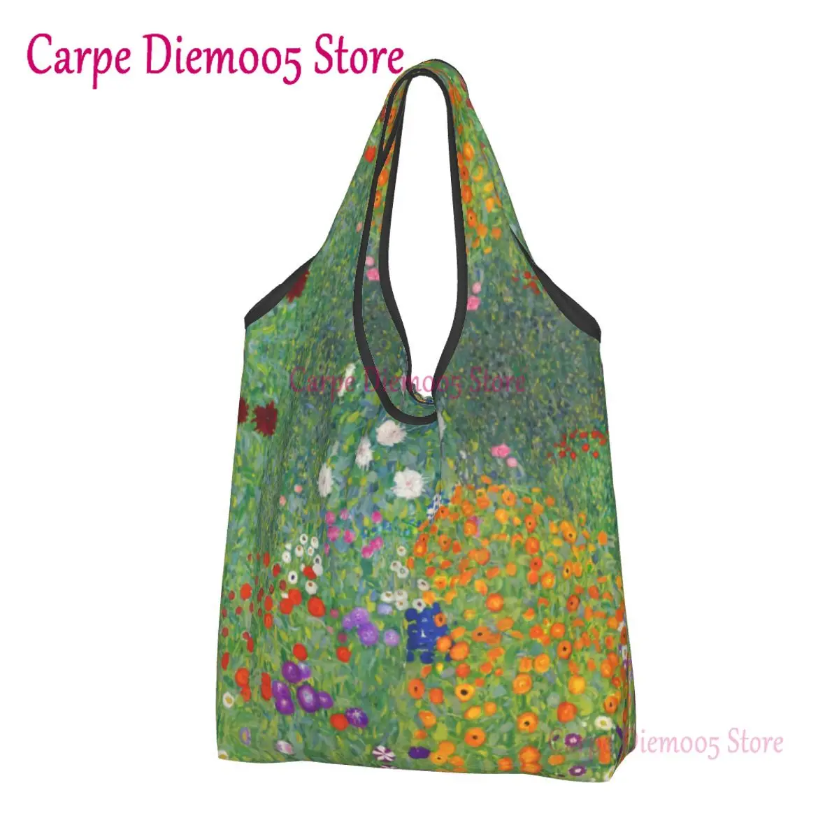 Gustav Klimt Flor Jardim Mercearia Tote Sacos de Compras Mulheres Pintura Engraçada Shopper Bolsa de Ombro Bolsa de Grande Capacidade