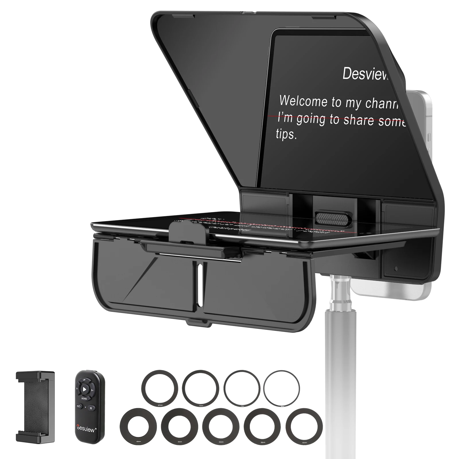 Teleprompter Portátil Desview T5 para Câmera, Estúdio de Fotografia, iPad, Smartphone, Transmissão ao Vivo e Gravação de Vídeo - Teleprompter Universal