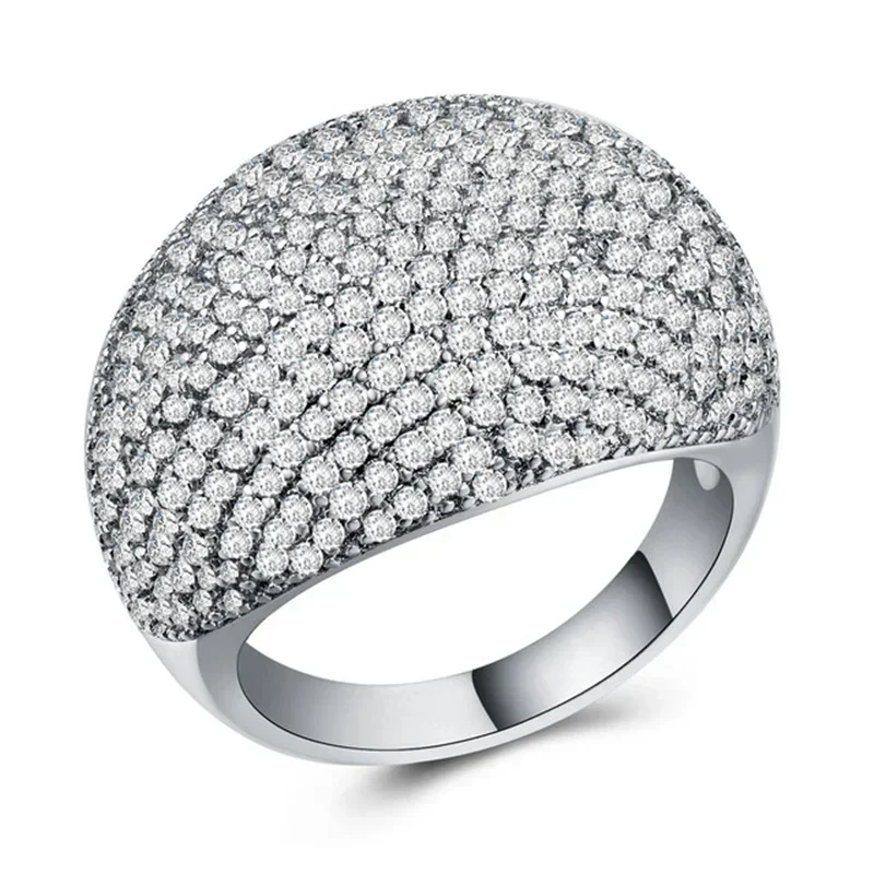 Ofertas Hip Hop Style Trendy Men Rings Copper Ring Iced Out Bling Pave Cubic Zirconia Geometry Ring Charms