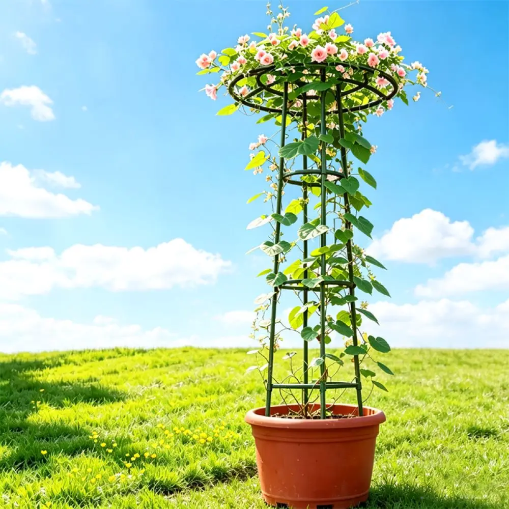Iron Mushroom Style Garden Trellis For Climbing Vines Durable Plant Support Stake For Outdoor Flower Growth