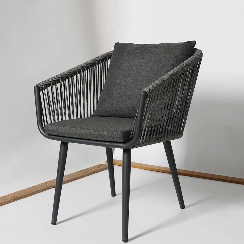 Outdoor Furniture Coffee Chair Steel Aluminum Frame Stackable PE Rattan Garden Chair Table