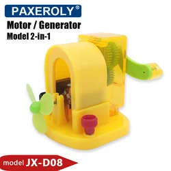 Electric Motor Hand Cranked Generator Model Two-in-one for Physics Electromagnetics Experiment Teaching Aid Kid Science Lab Tool