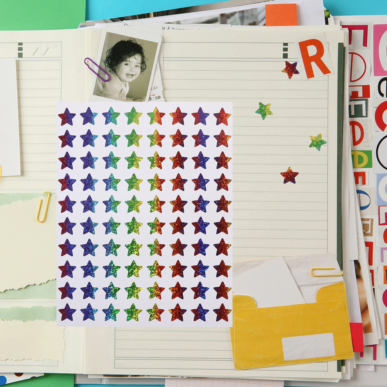 

18 Sheets Color Stickers Star Scrapbook Multifunction Notebook Mini Self-adhesive Stars Child Cartoon