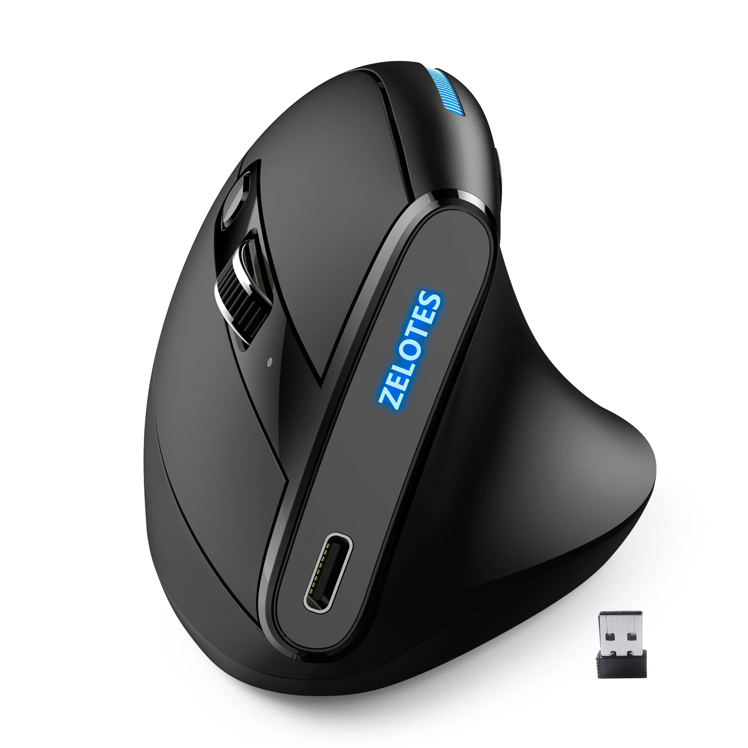 ZELOTES F-36A 2.4G Mouse Wireless ricarica blu-ray mouse ottico a 6 pulsanti 3 livelli DPI mouse nero