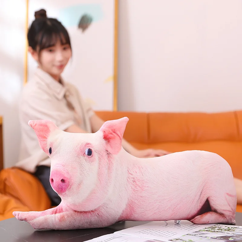 1Pc 3d Simulatie Varken Pluche Kussen Gevuld Real Life Piggy Pop Grappige Nek Kussen Zachte Rug Kussen Sofa Decor Geschenken