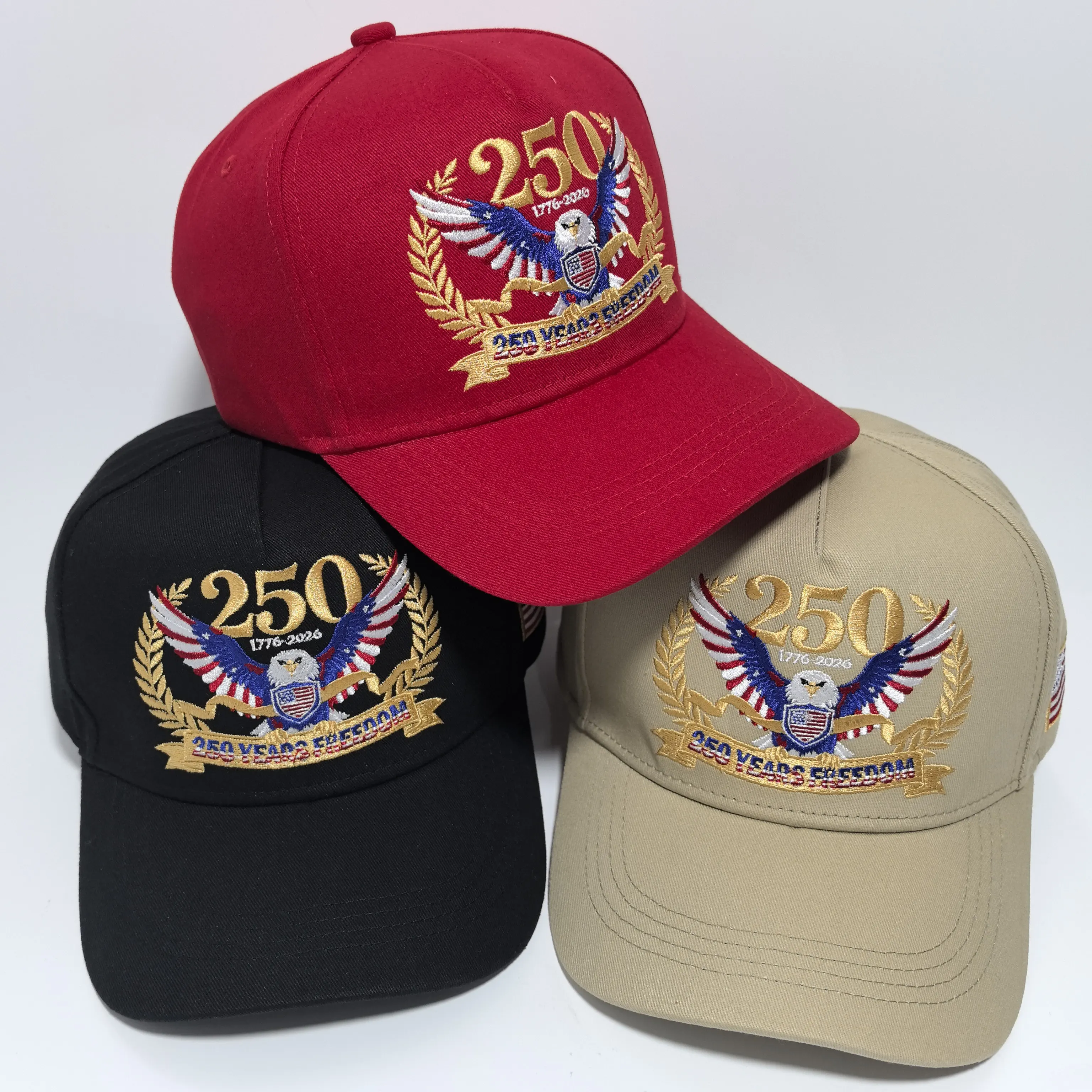 250 Years Of Freedom Baseball Cap 1776‑2026 Eagle Laurel Wreath Gold Embroidery Adjustable US Flag Hat For Men Women