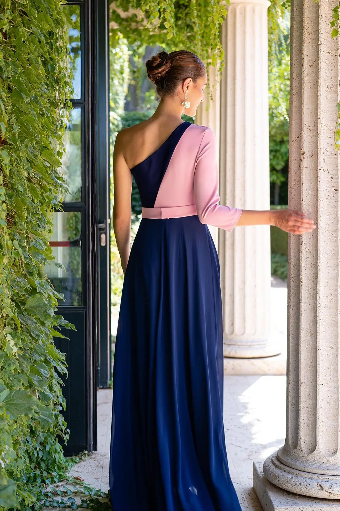 2024 Autumn/Winter long blue chiffon dress temperament slimming evening dress in stock