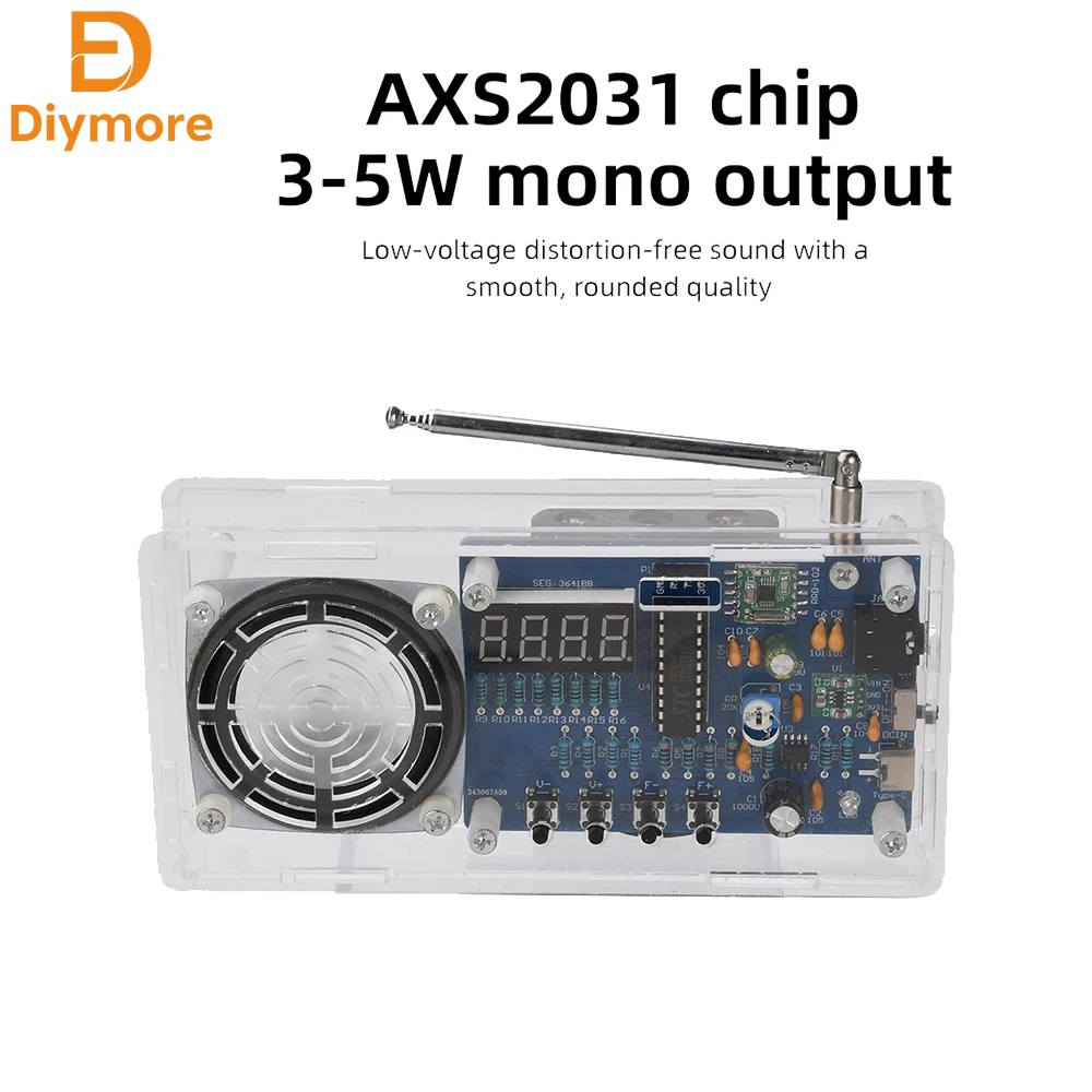 87.5MHz~108MHZ FM Radio Soldering Kit Digital Display FM Radio Electronic Soldering Learning PCB Type-C DIY Electronic Kit