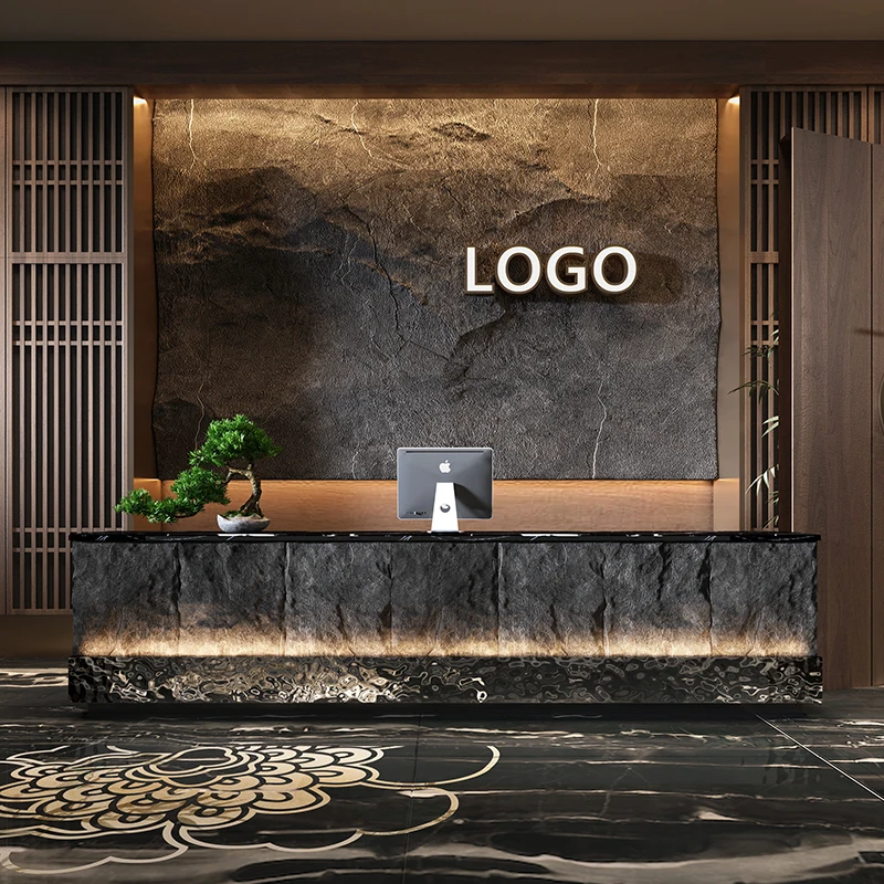 

Black Brown Reception Desks Gold Hotels Wood Corner Modern Reception Desks Luxury Classic Mostrador Recepcion Office Furniture
