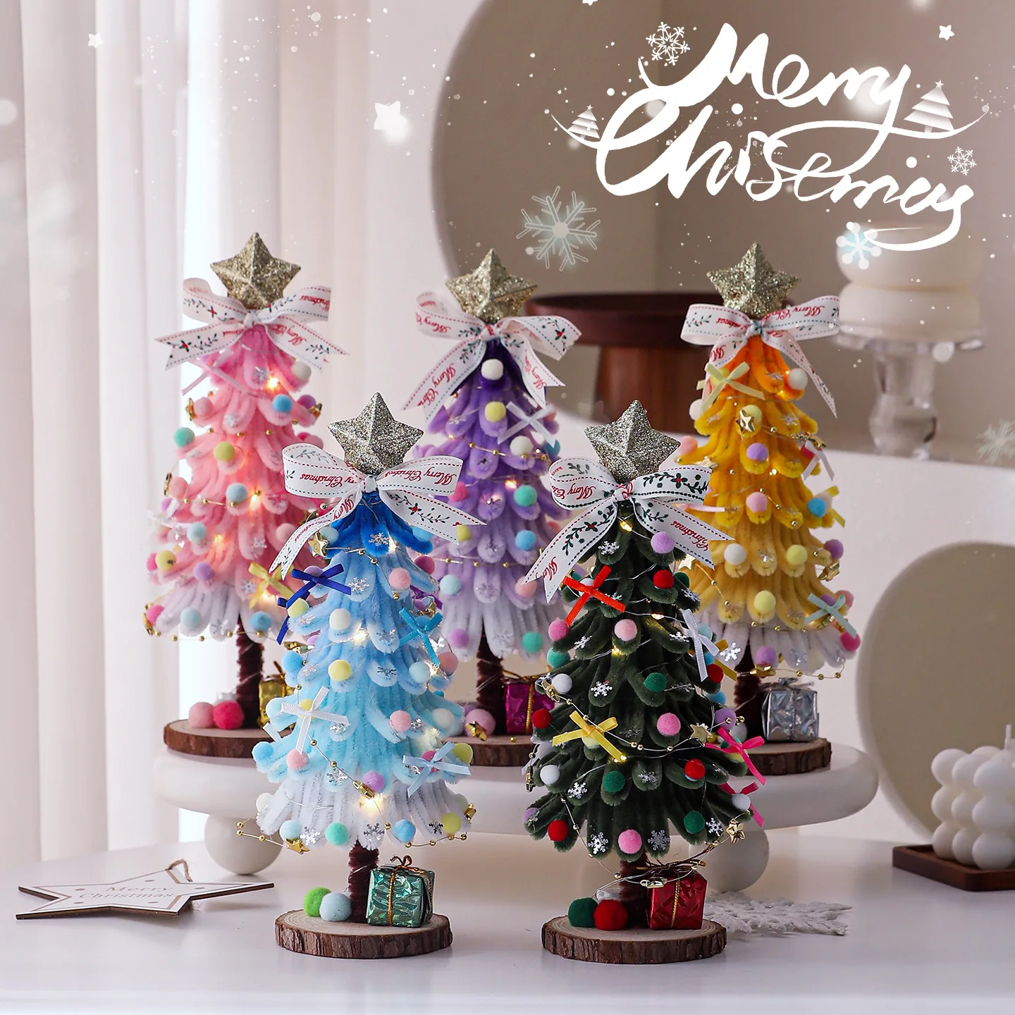 Christmas Tree Ornament Handmade Wool Twisting Rod Christmas Tree Desktop Ornaments Children's Gift Home Christmas Decoration