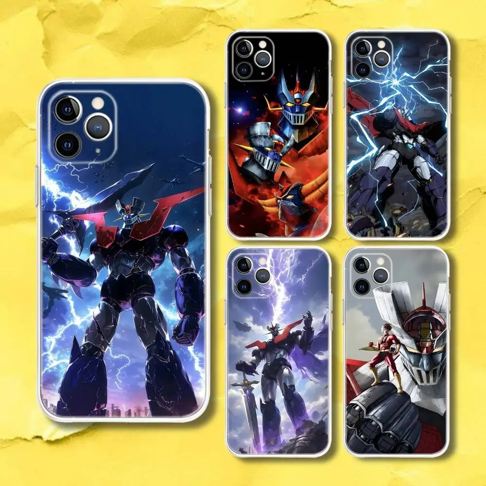 

M-Mazinger Z Robots Anime Transparent Phone Case For iPhone 17,13,15,12,11,14,16 Pro Max Mini 7,8 Plus SE4,17E Air Cover Fundas