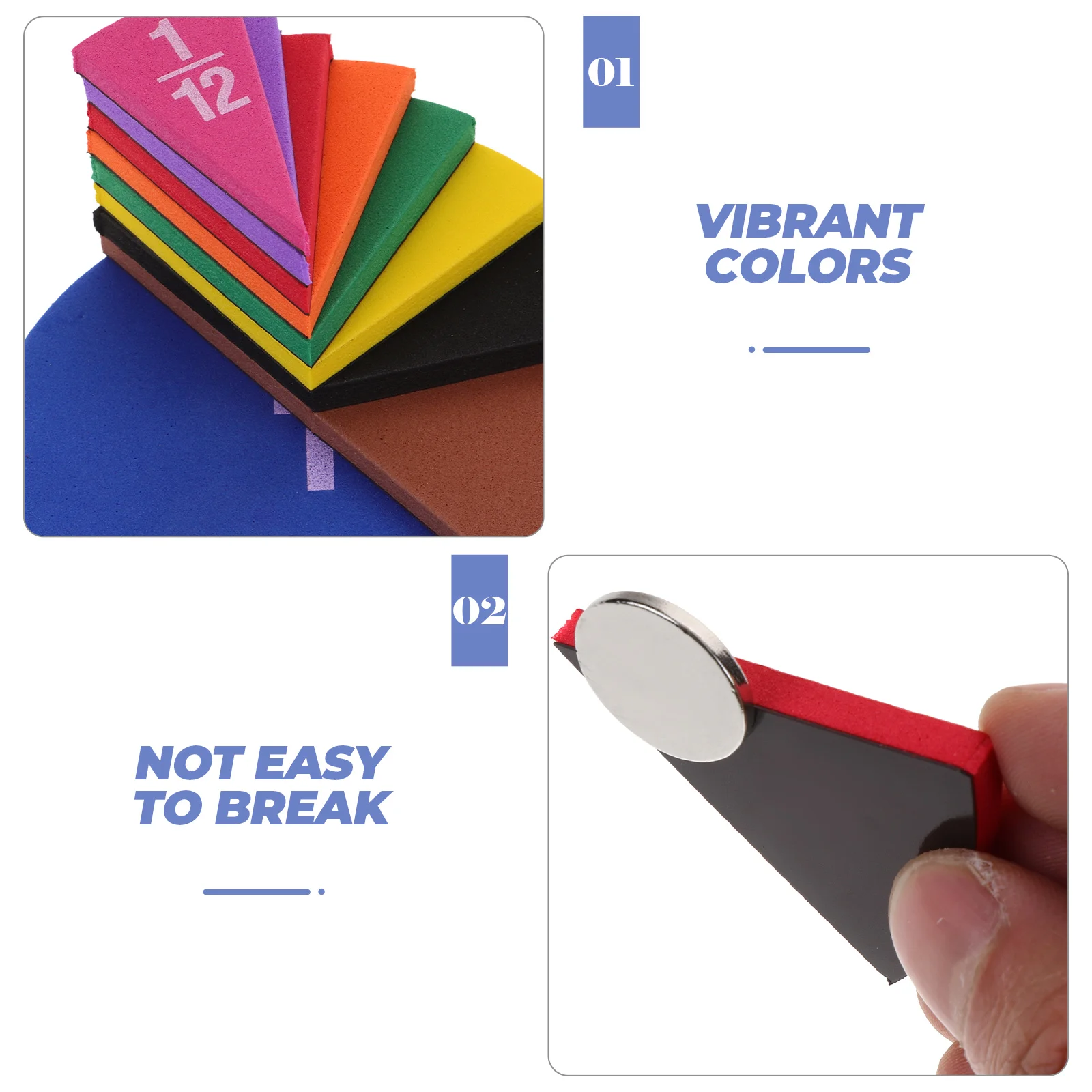 

1Set Fraction Circles Colorful Magnetic Teaching Aid for Students Classroom Learning Educational Fraction Tray