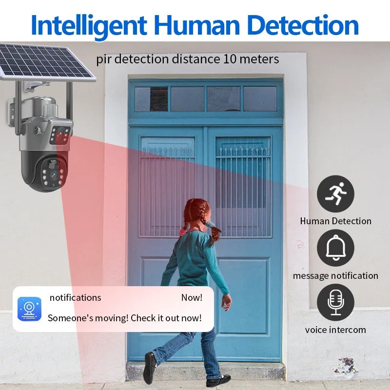 كاميرا واي فاي تعمل بالطاقة الشمسية PTZ بعدسة مزدوجة - رؤية ليلية ملونة 1080P FHD IP66 مقاومة للماء، تحكم لاسلكي منخفض الطاقة #3