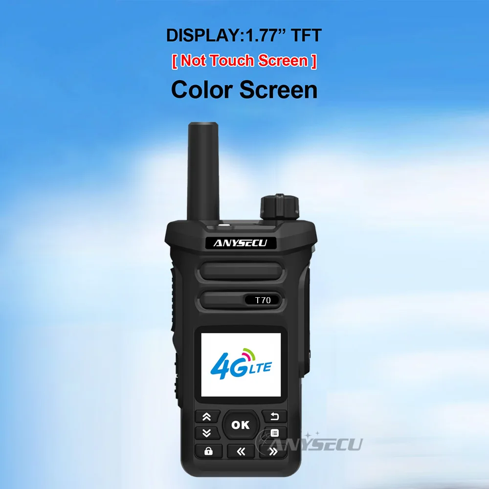 ANYSECU Android 5.1 Walkie Talkie with Zello GPS WiFi 4G LTE Network Fast Talk Radio for Travel Type-C 4000mAh T70/T69