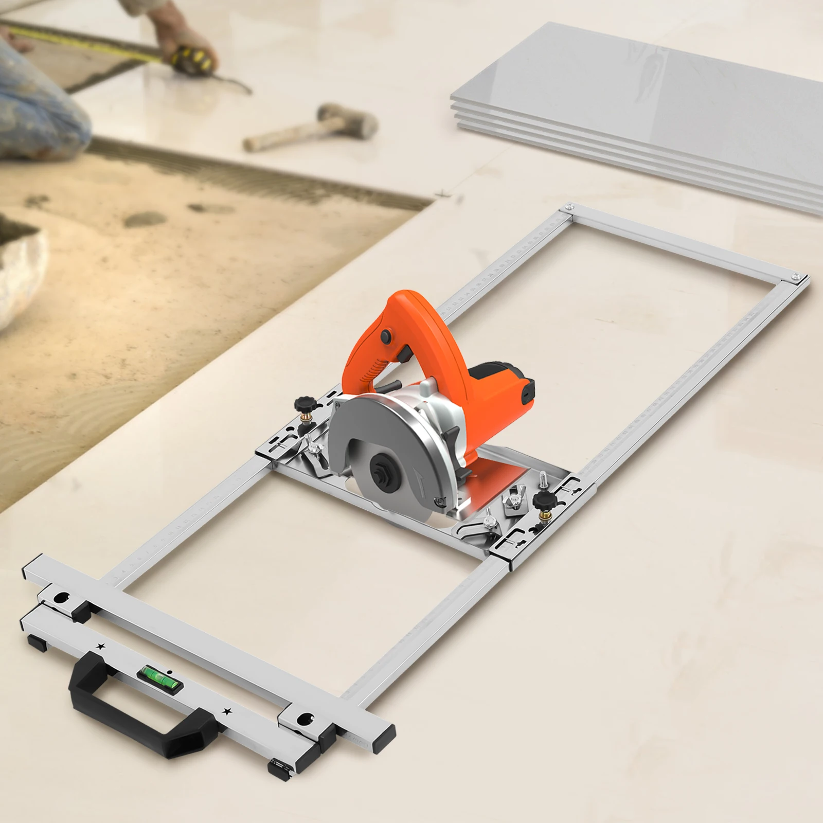

4 In Long Cutting Machine Positioning Tool, Stainless Steel Ruler Guide Wi/ 2-60cm Adjustable Width, 30mm Depth & 45° Tilt Angle