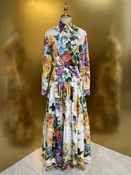 Floral Print 2 Piece Set Women | Luxury Designer Inspired Crop Shirt & Cotton Maxi Skirt | Spring Summer Beach Vacation Outfit 2