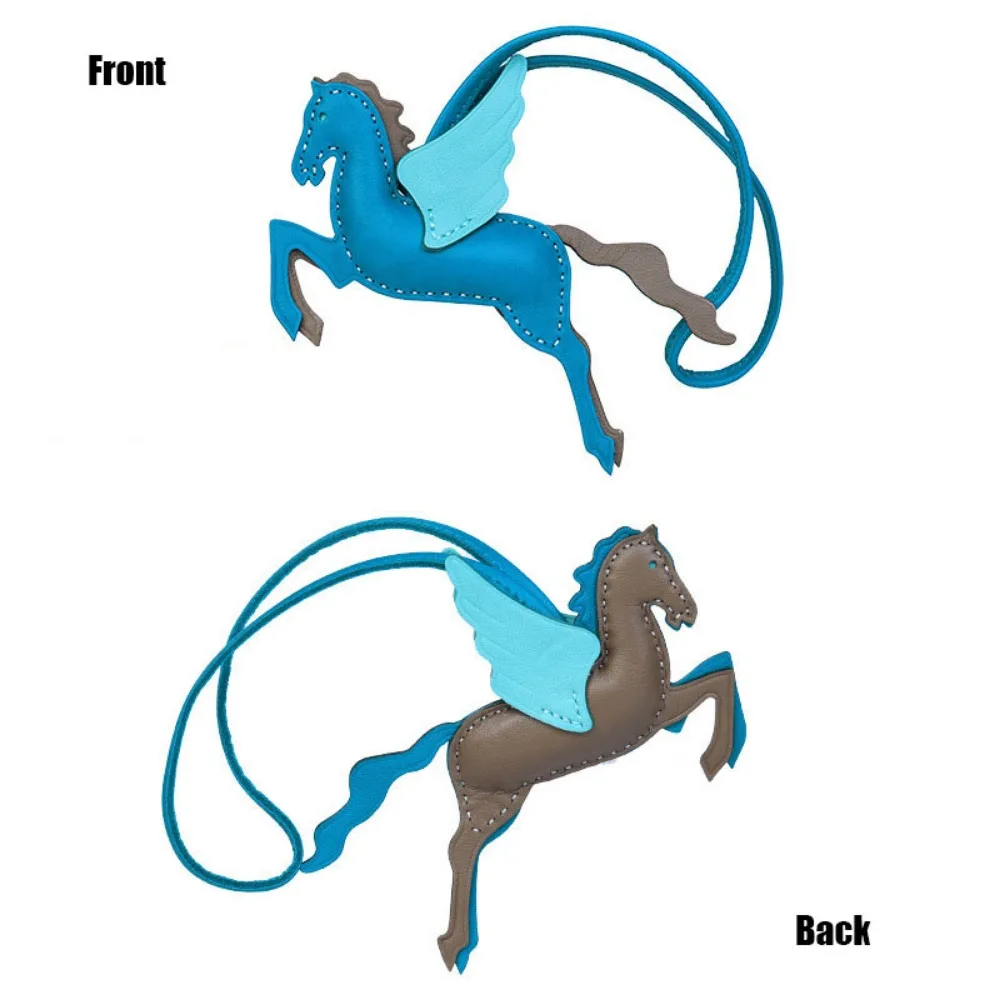 

Genuine Leather Horse Keychain Fashion with Lanyard Pegasus Bag Pendant Exquisite High-end Car Hanging Ornaments Gifts