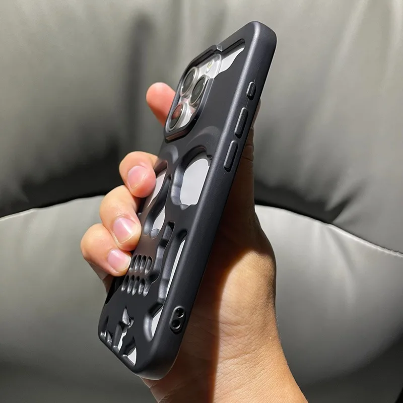Coole Hohlraum-Wärmeableitungs-Handyhülle mit Totenkopf-Ghostface-Plattierung für iPhone 18 17 16 Pro Max 15 14 13, modische, schlanke Hülle – Detail 22