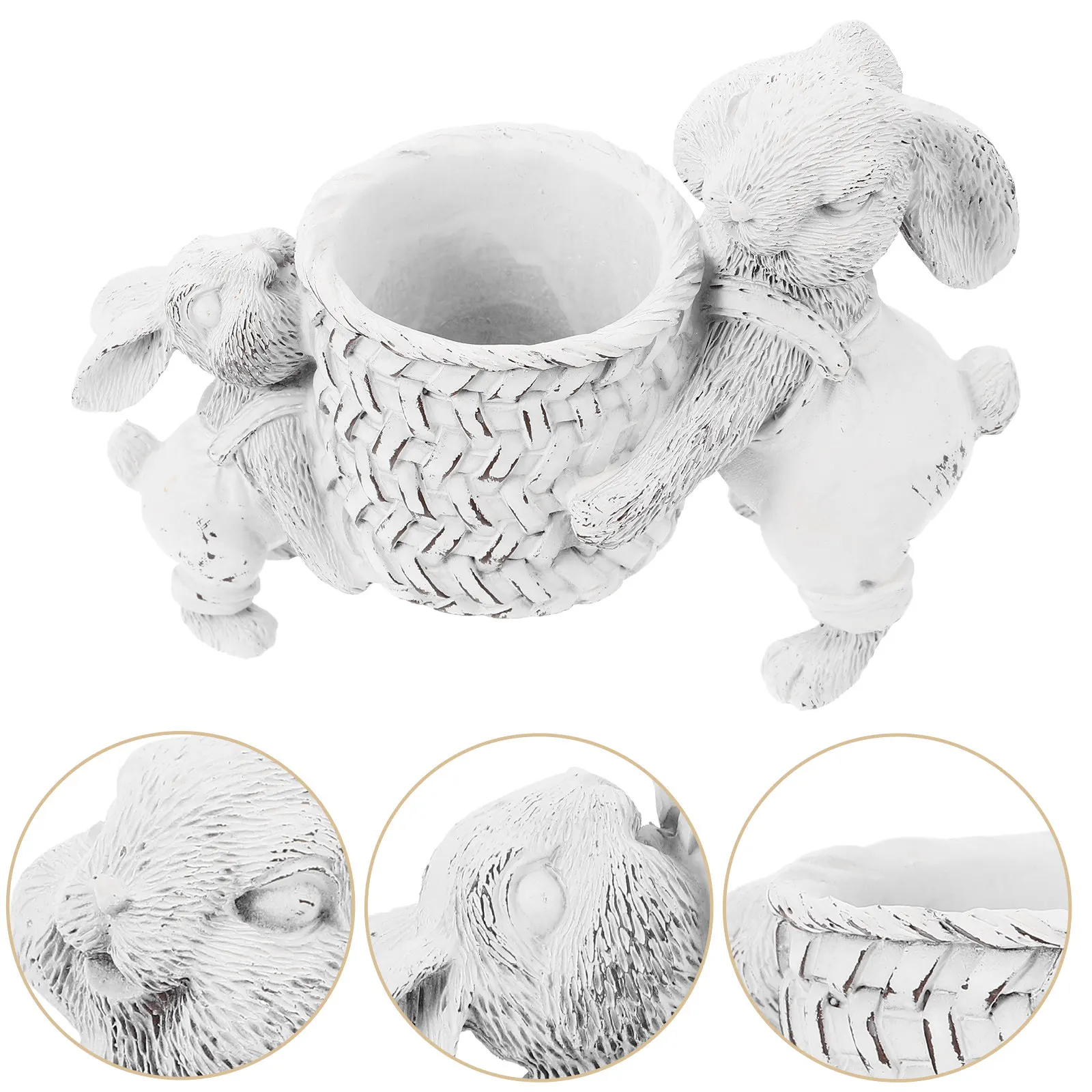 

Easter Bunny Resin Pen Cup Holder Cute Bunny Pencil Organizer Desktop Stationery Storage Decorative Rabbit Pen Container