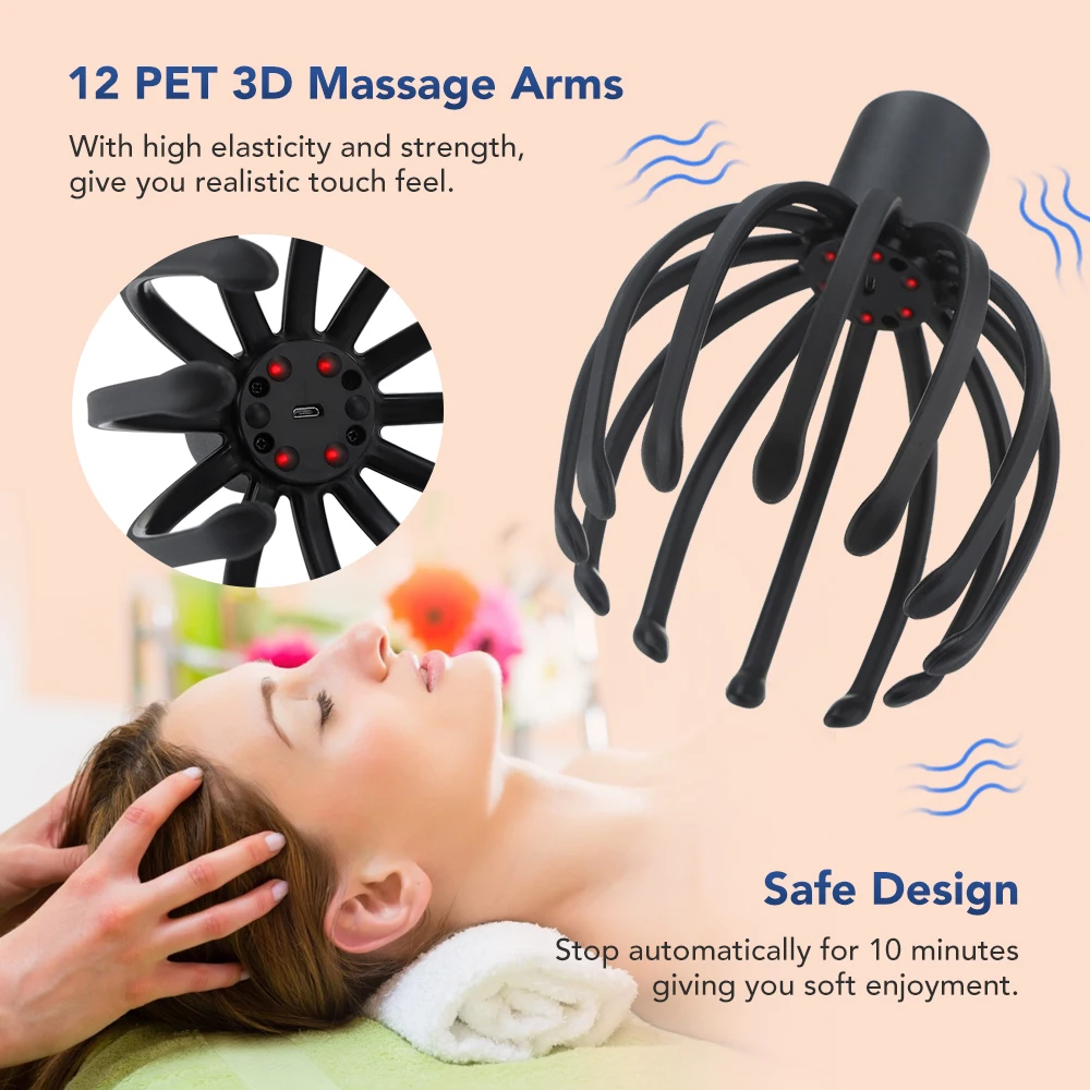 Elektrische Octopus Klaue Kopfhaut Massagegerät Anti-stress Linderung Kopfschmerzen Stimulation Vibration Kopf Massagegerät Scratcher