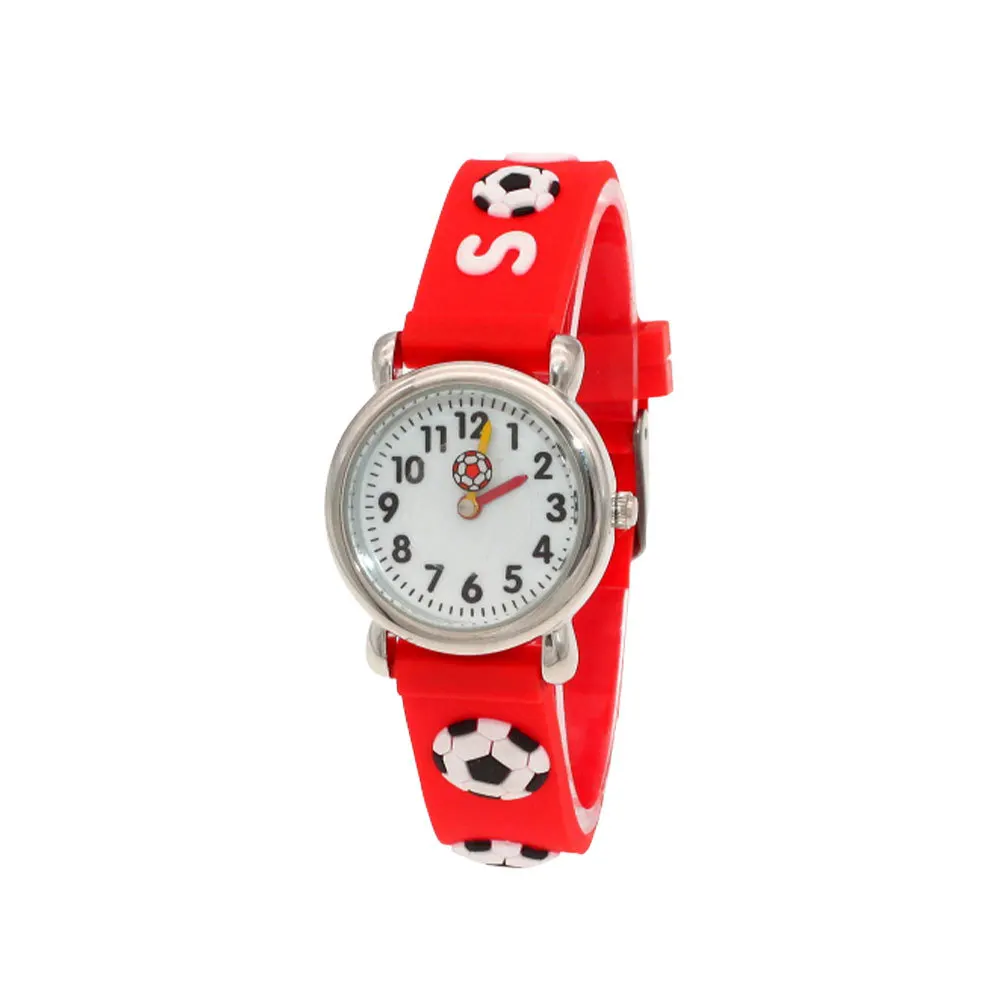 ساعة كارتون لكرة القدم من السيليكون بحركة كوارتز رياضية، تصميم ممتع لطيف لفكرة الهدايا