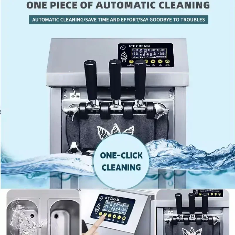 A126 Portable Commercial Soft Serve Ice Cream Machine by SIHAO, Built-in Pre-Cooling System, Heavy-Duty Stainless Steel Construction, Big Capacity Frozen Yogurt Maker for Catering, Cafe and Outdoor Party Use