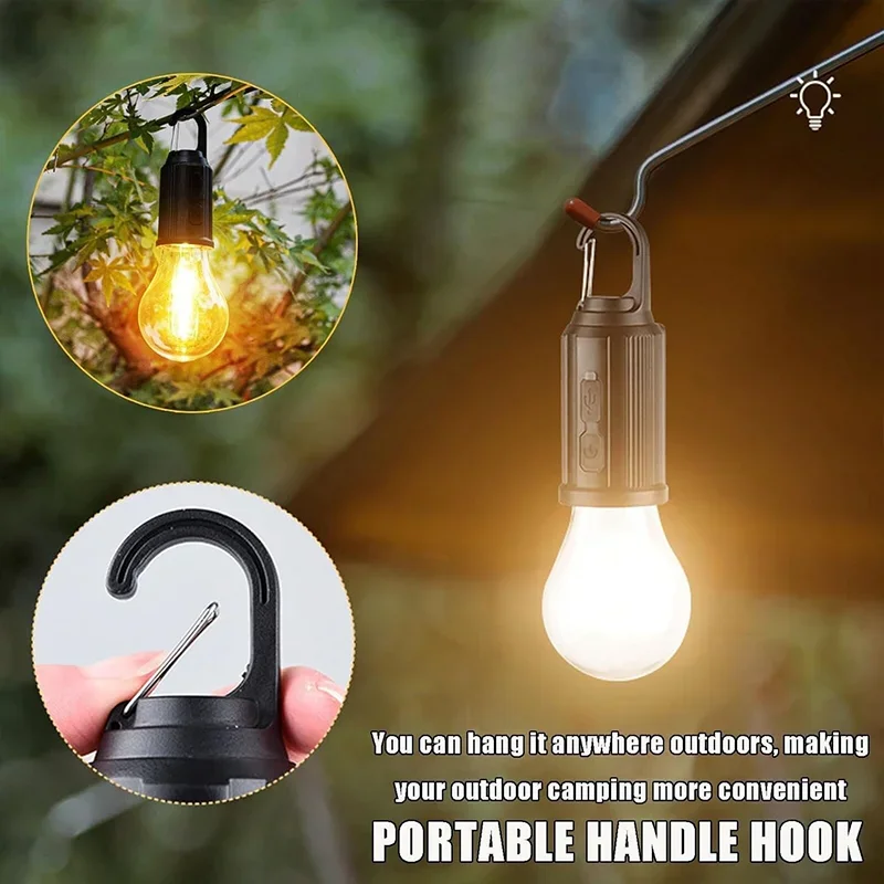 

Solar Powered LED Lamp Bulbs USB Charging Portable Camping Light Waterproof Flashlight Outdoor Night Light Essential for Fishing
