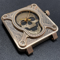 STEELDIVE Men Automatic Watch 46MM Cusn8 Bronze Square Mechanical Wristwatch Sapphire 200m Waterproof Luminous NH35 Skull Dial