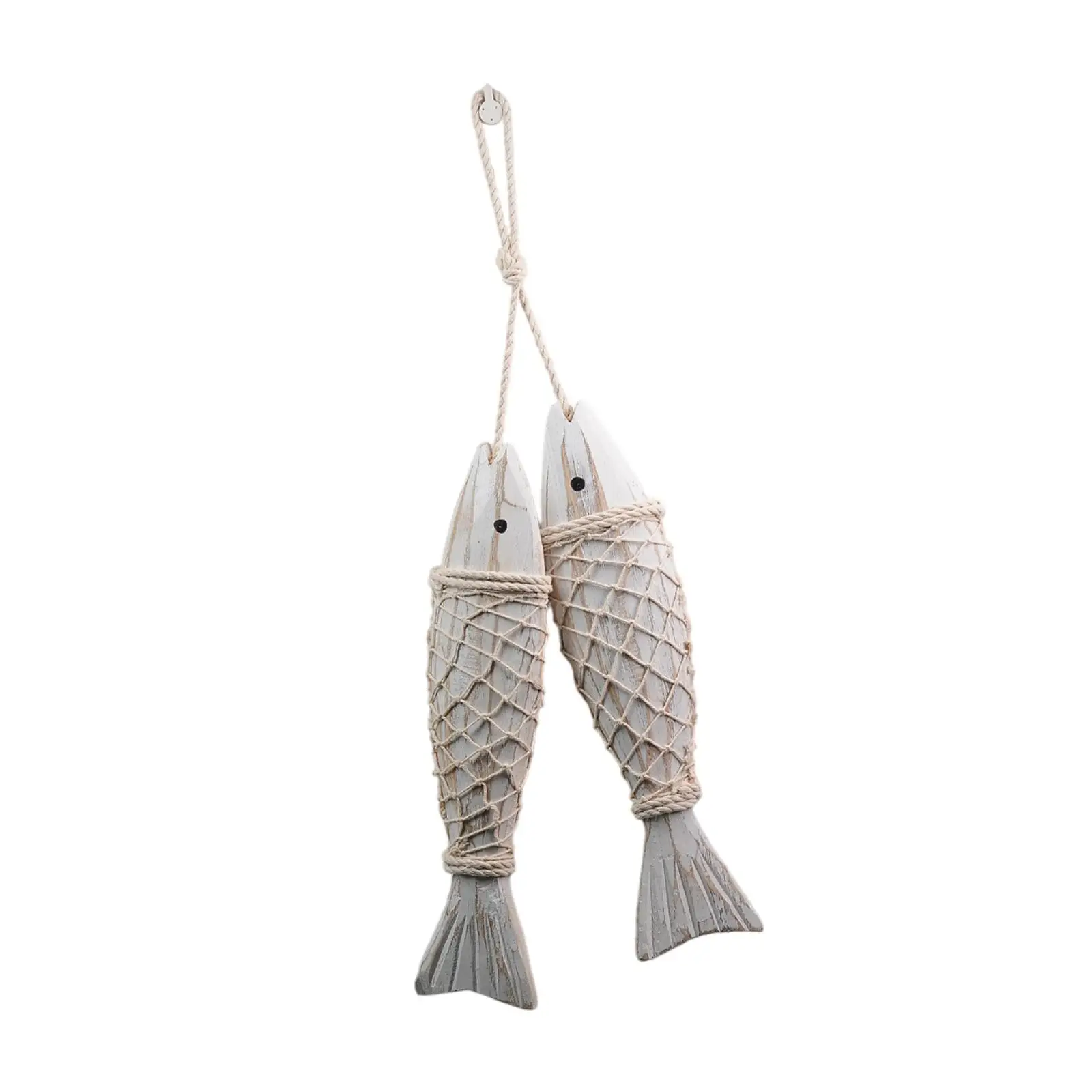Hand Carved Wooden Fish Wall Sculpture Mediterranean Style Nautical Decor for Bathroom Lake House Ornament