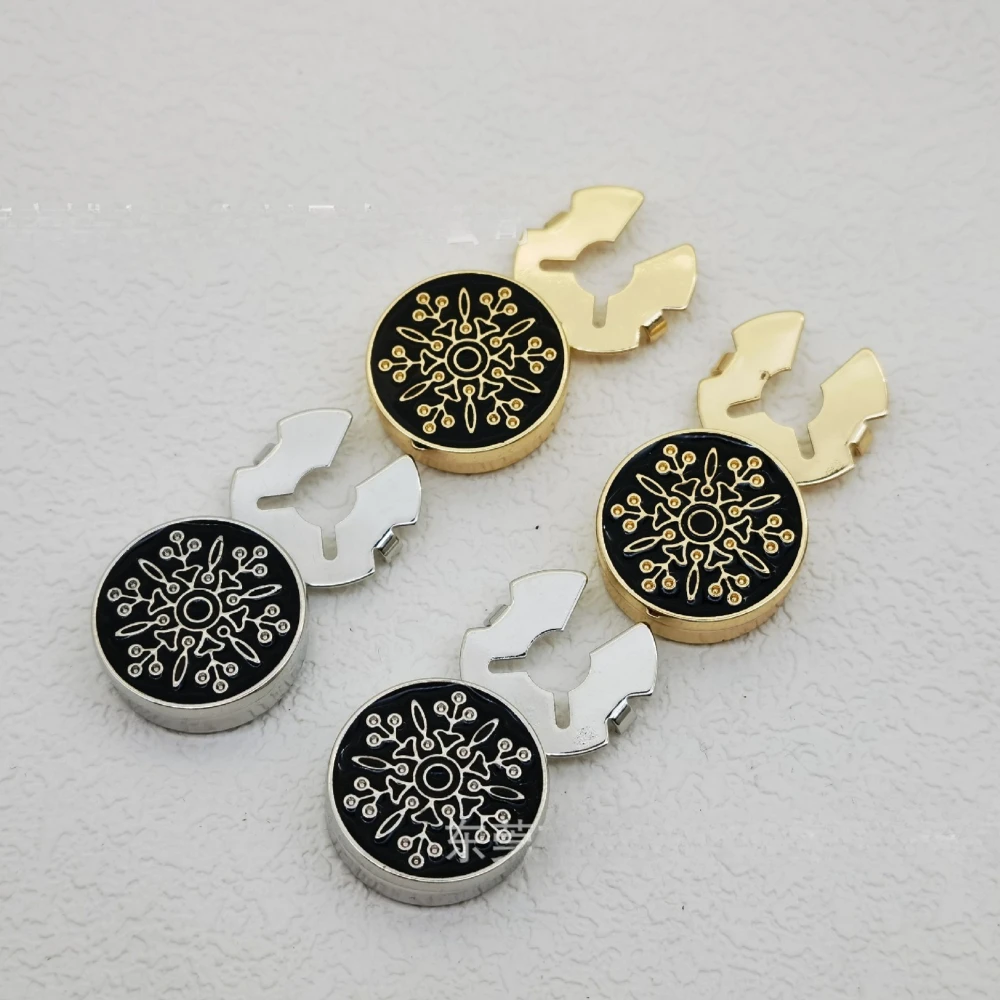 2PCS Bronze-tone Men's Accessories Set Floral Matching Shirt Cufflinks Stylish Decorative Buttons for Business Attire