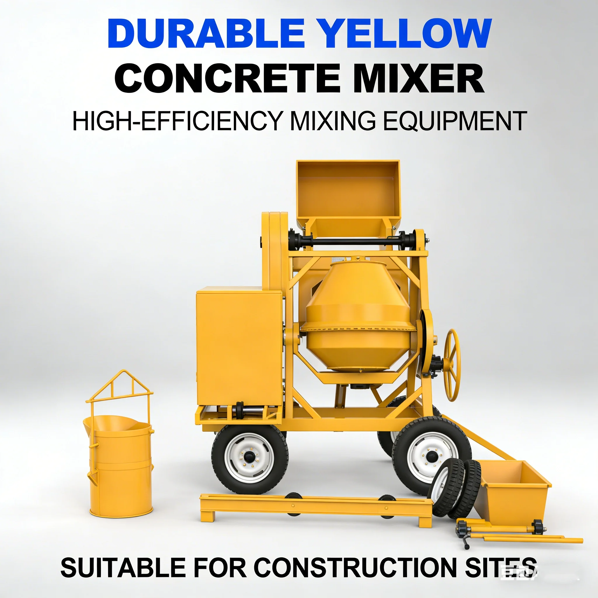 

Portable Small Concrete Mixer with Hopper Diesel 500L High Efficiency 7.5kw Motor for Construction