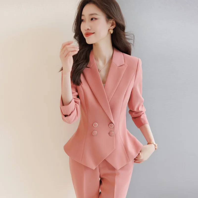 

Autumn Winter Women Blazers Feminino Formal Professional Office Work Wear with Pants and Jackets Coat Pantsuits Trousers Set