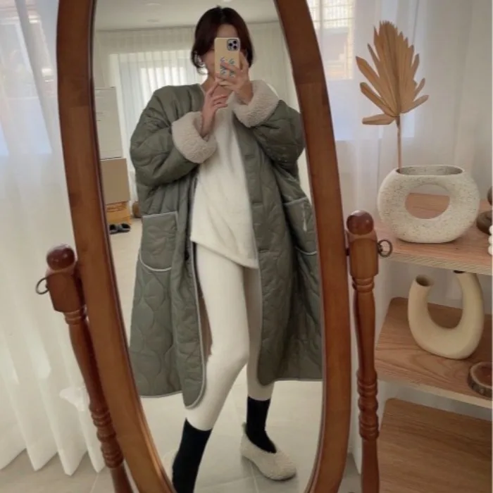 Rétro Double face porter vague Emed coton Jaet femmes ample Thi chaud Long manteau coréen Sle hiver nouveauté