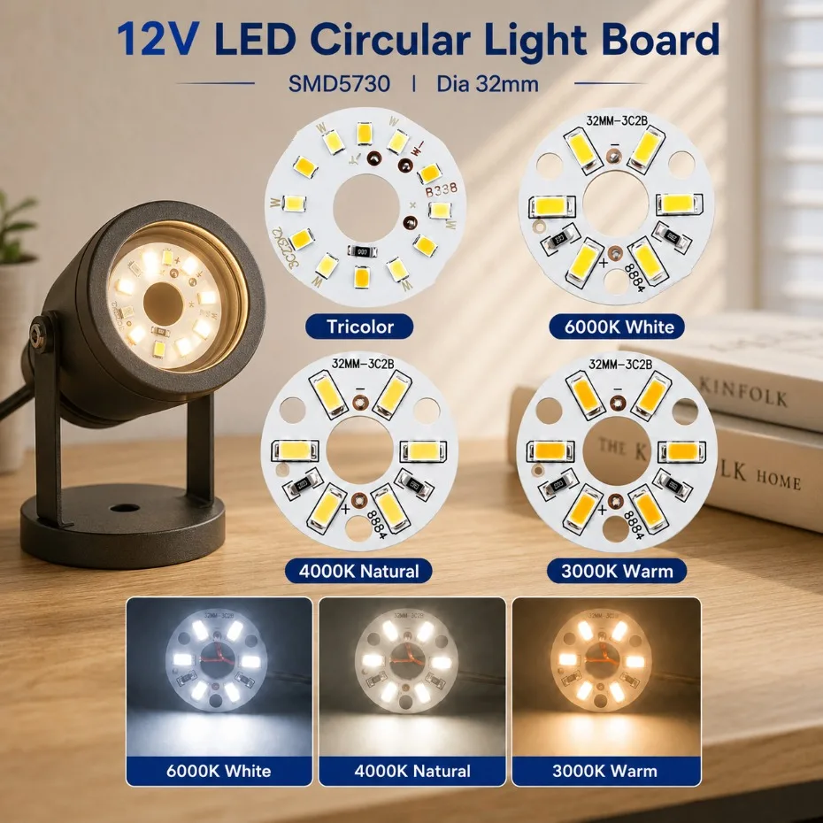 1/5/10pcs 12V Circular LED Light Board SMD5730 3000K-6000K Tricolor Ring LED Module for DIY Light Source Replacement Parts